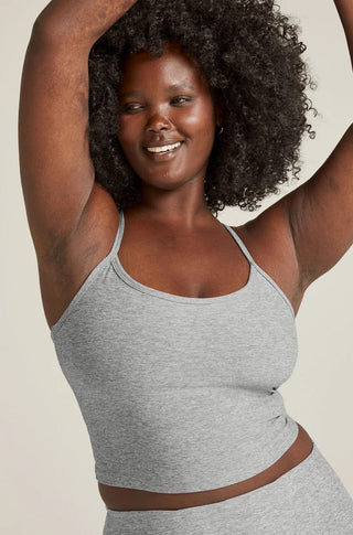 Spacedye Slim Racerback Cropped Tank in Silver Mist - obligato
