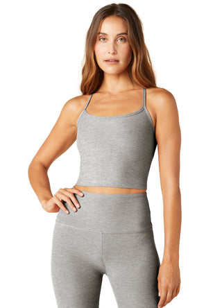 Spacedye Slim Racerback Cropped Tank in Silver Mist - obligato