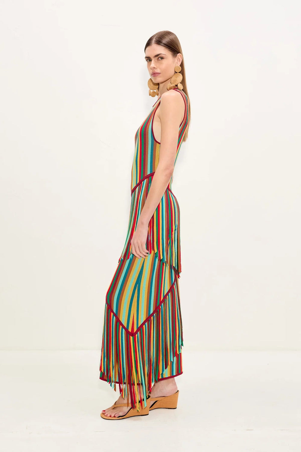 Spiral knit dress in vibrant multi stripe - obligato