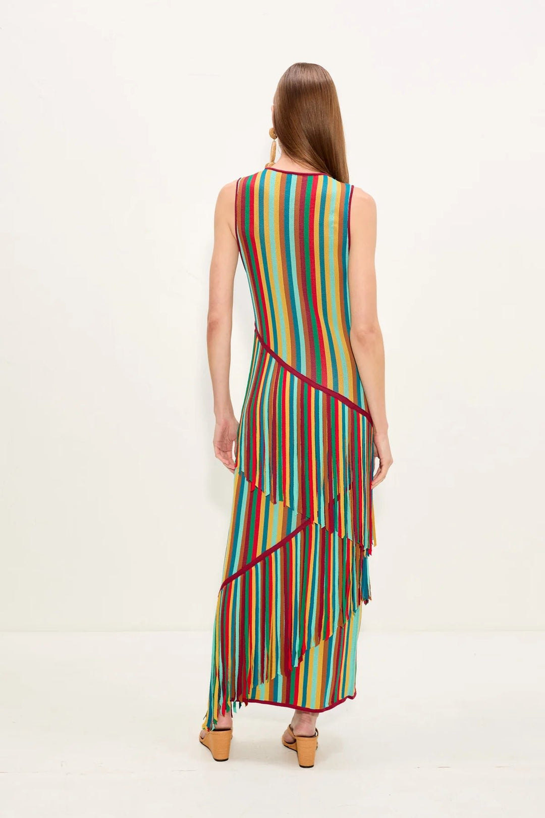 Spiral knit dress in vibrant multi stripe - obligato