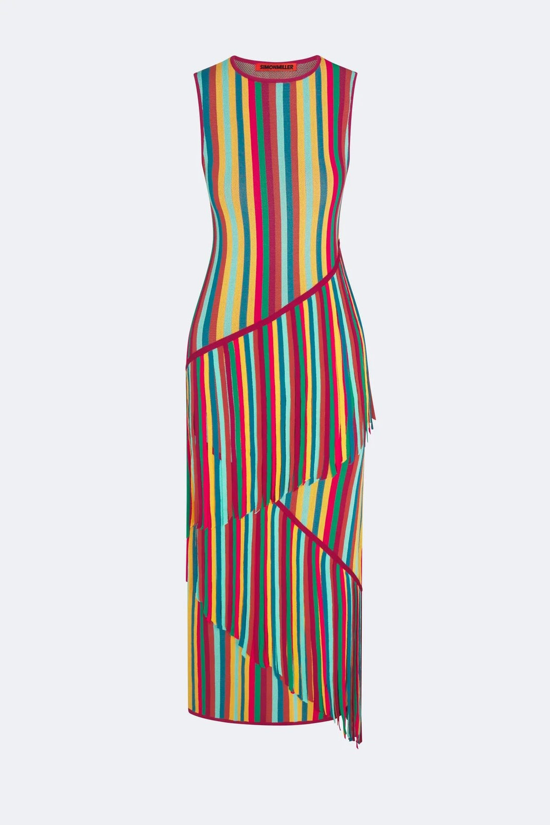 Spiral knit dress in vibrant multi stripe - obligato