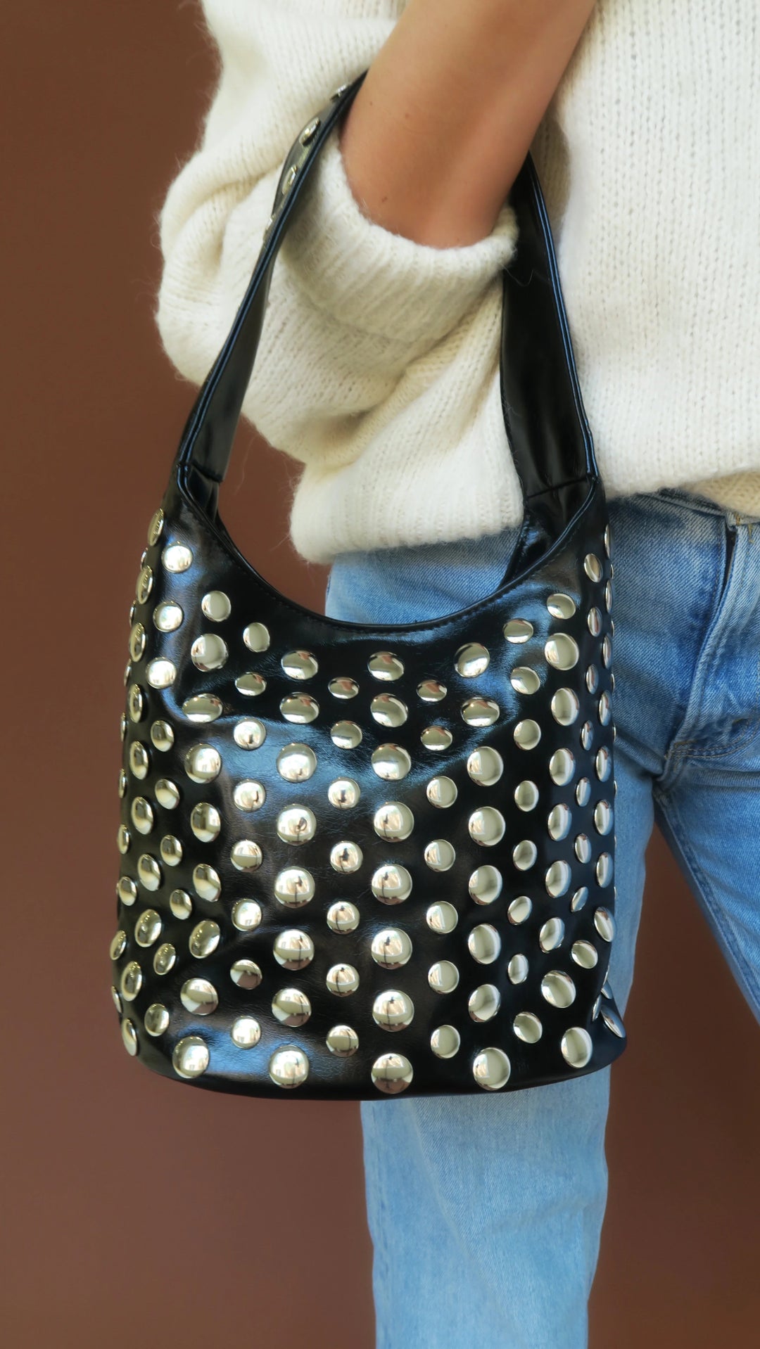 Stefanie Studded Bag in Black - obligato