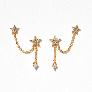 Stellar Connection Double Earrings: Gold - obligato