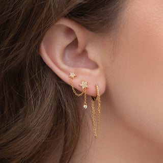 Stellar Connection Double Earrings: Gold - obligato