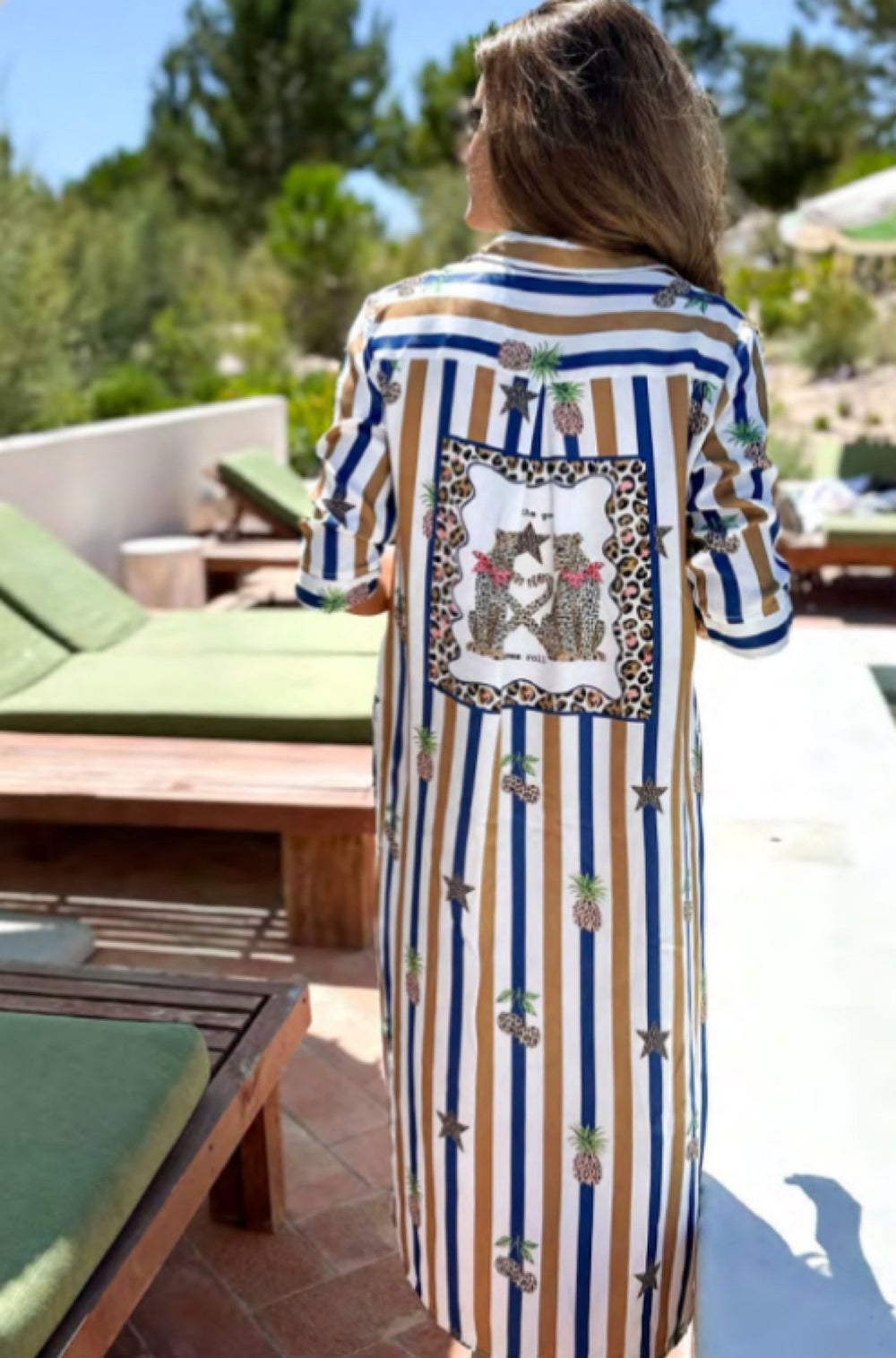 Striped Pineapple Shirt Dress - obligato