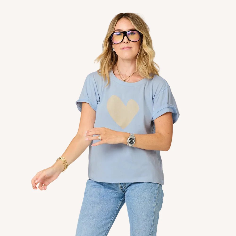 Suke Imperfect Heart Tee in French Blue Latte - obligato