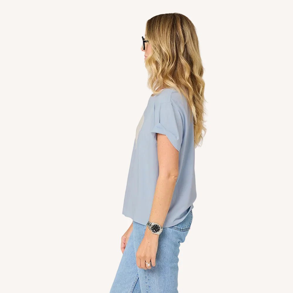 Suke Imperfect Heart Tee in French Blue Latte - obligato