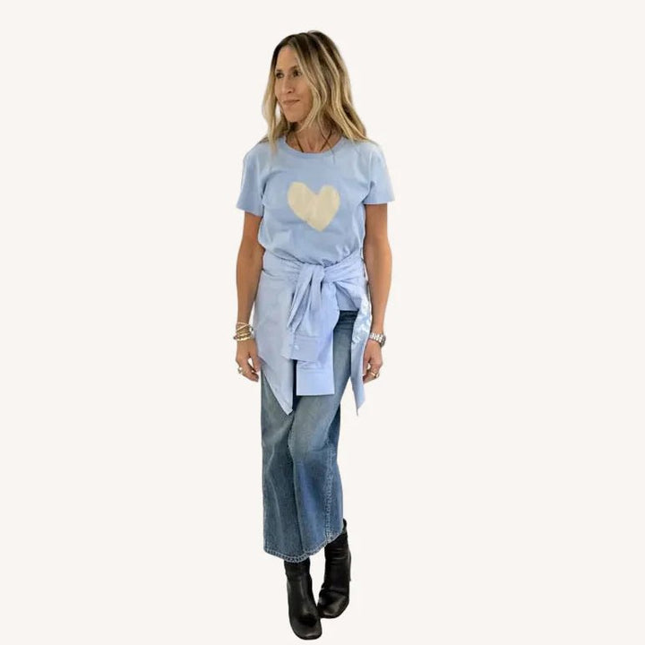 Suke Imperfect Heart Tee in French Blue Latte - obligato