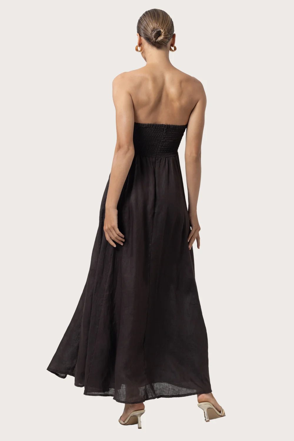 Talia Linen Maxi Dress in Coffee - obligato