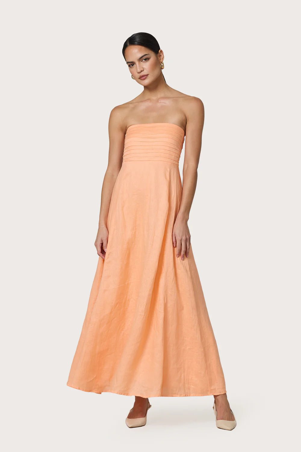 Talia Linen Maxi Dress - Sorbet - obligato