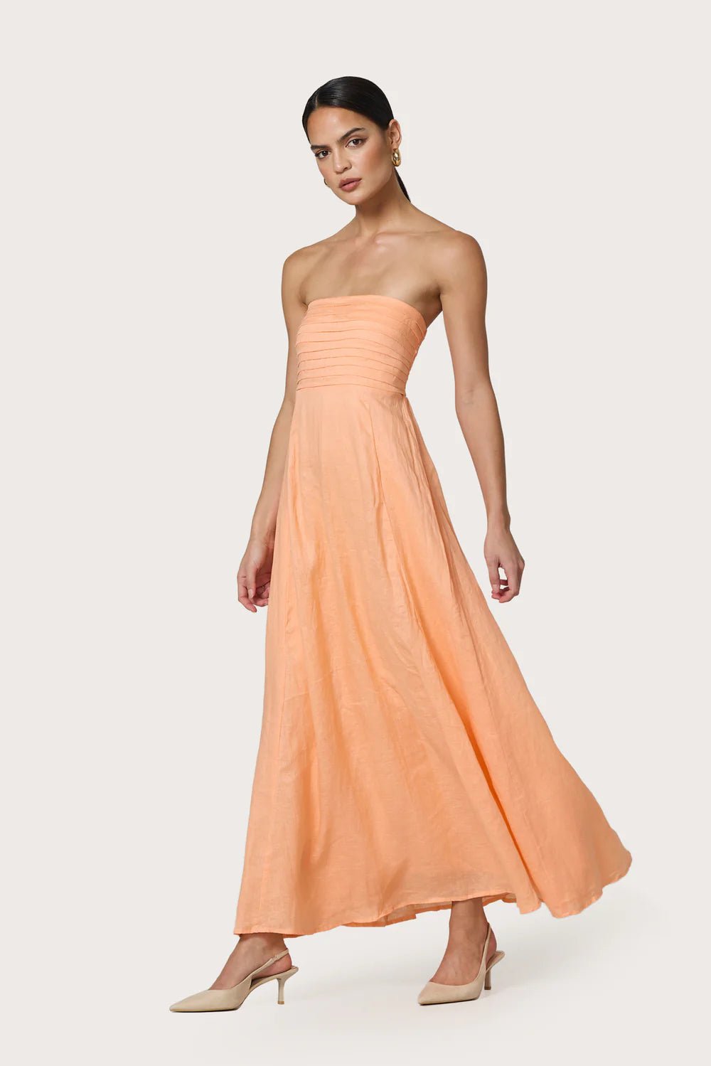 Talia Linen Maxi Dress - Sorbet - obligato