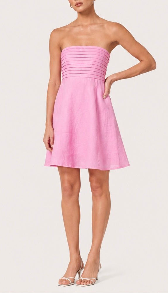 Talia Linen Mini Dress in Slipper - obligato