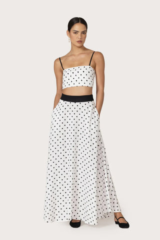 Talia Linen Pintuck Top in Margot Spot - obligato