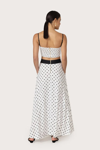 Talia Linen Pintuck Top in Margot Spot - obligato