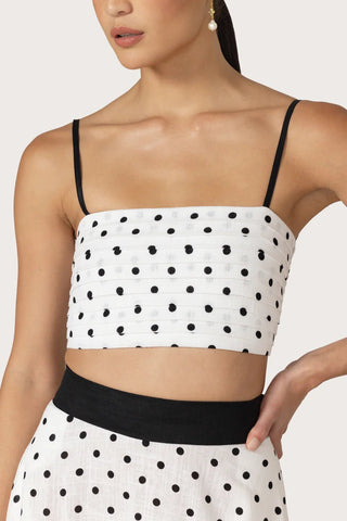 Talia Linen Pintuck Top in Margot Spot - obligato