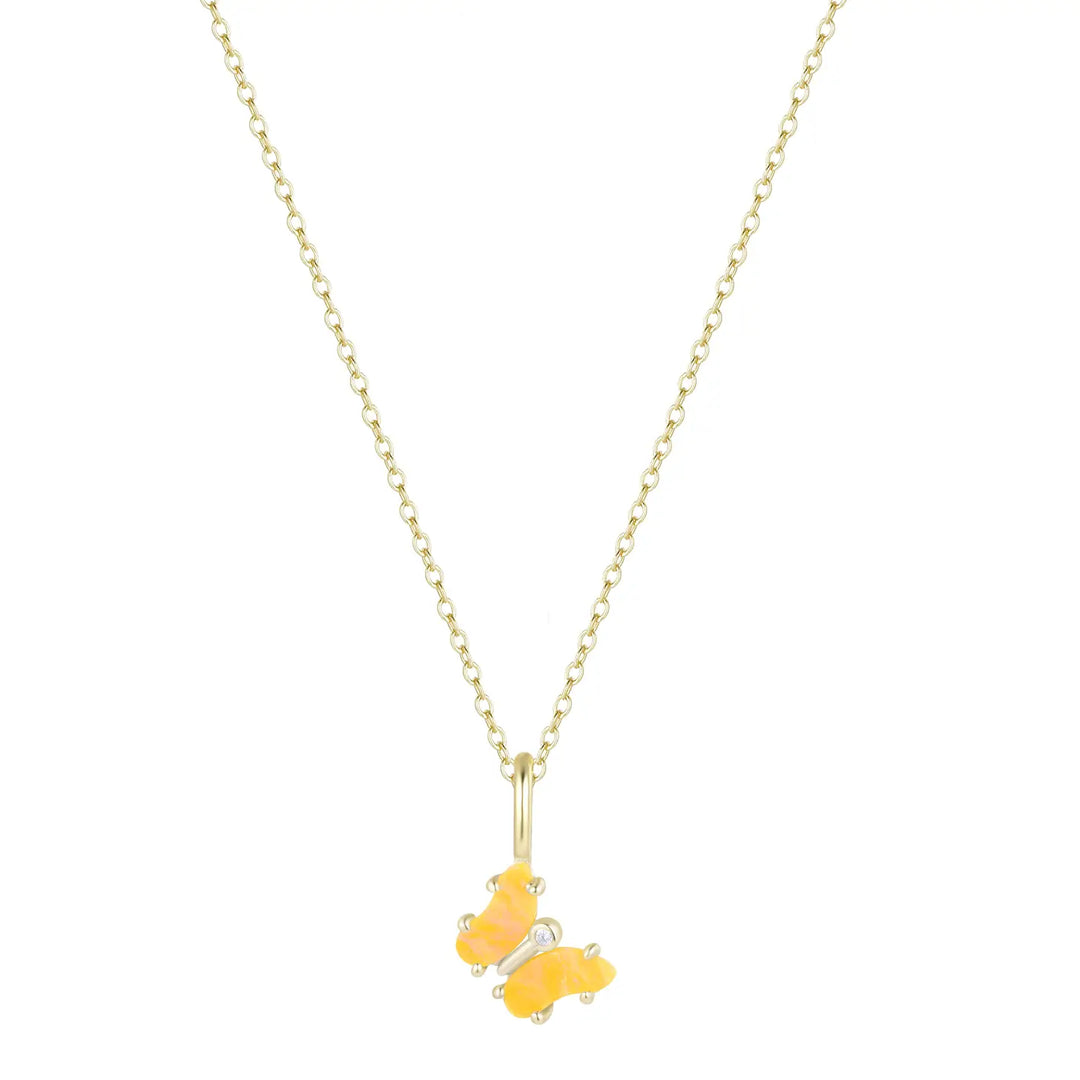 Mini Opal Butterfly Necklace- Tangerine