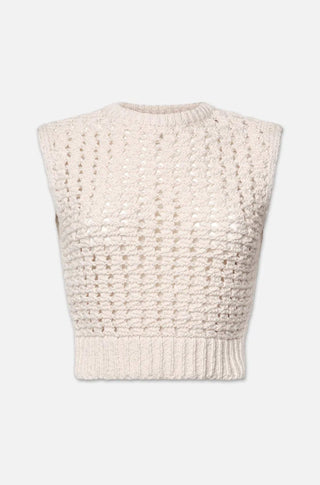 Tape Yarn Sweater Vest in Cream - obligato