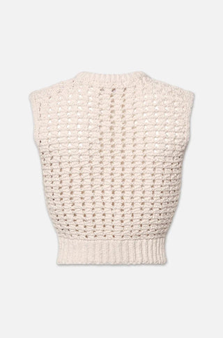 Tape Yarn Sweater Vest in Cream - obligato