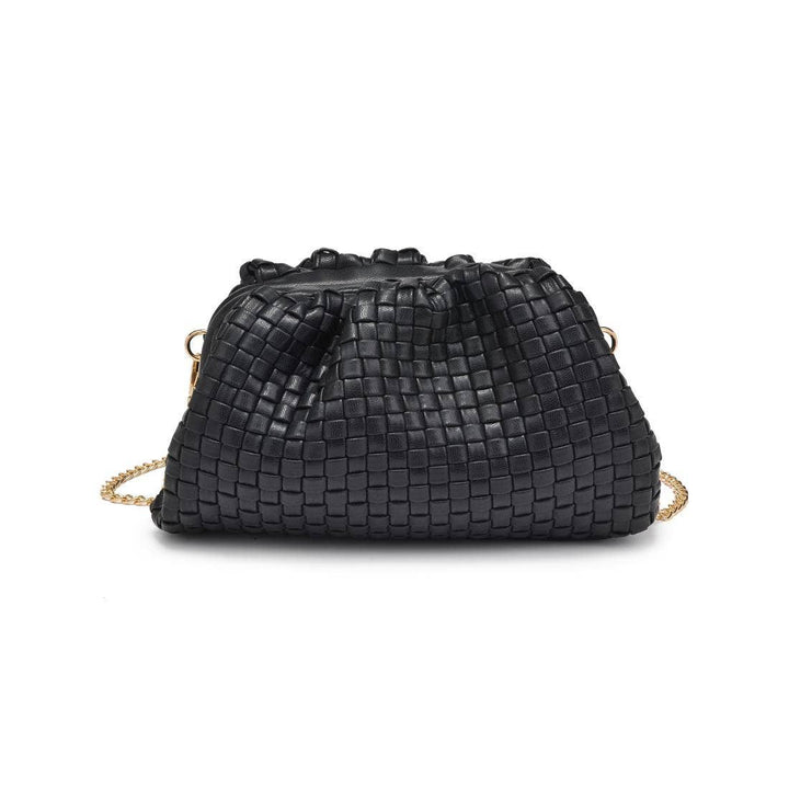 Tate Woven Frame Clutch: Black - obligato