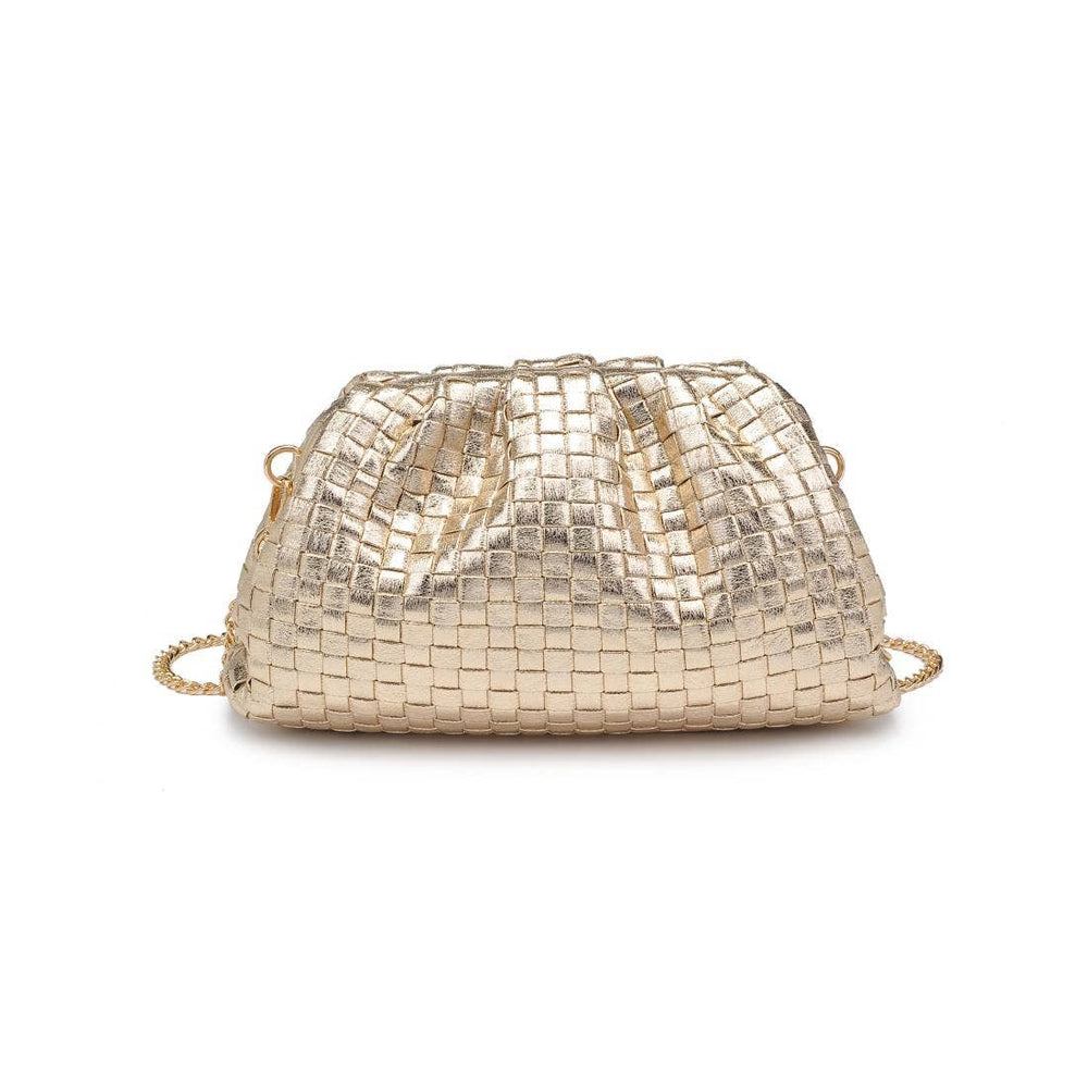 Tate Woven Frame Clutch: Gold - obligato
