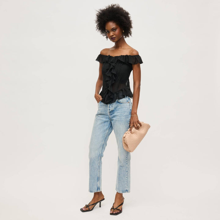 Tate Woven Frame Clutch: Gold - obligato