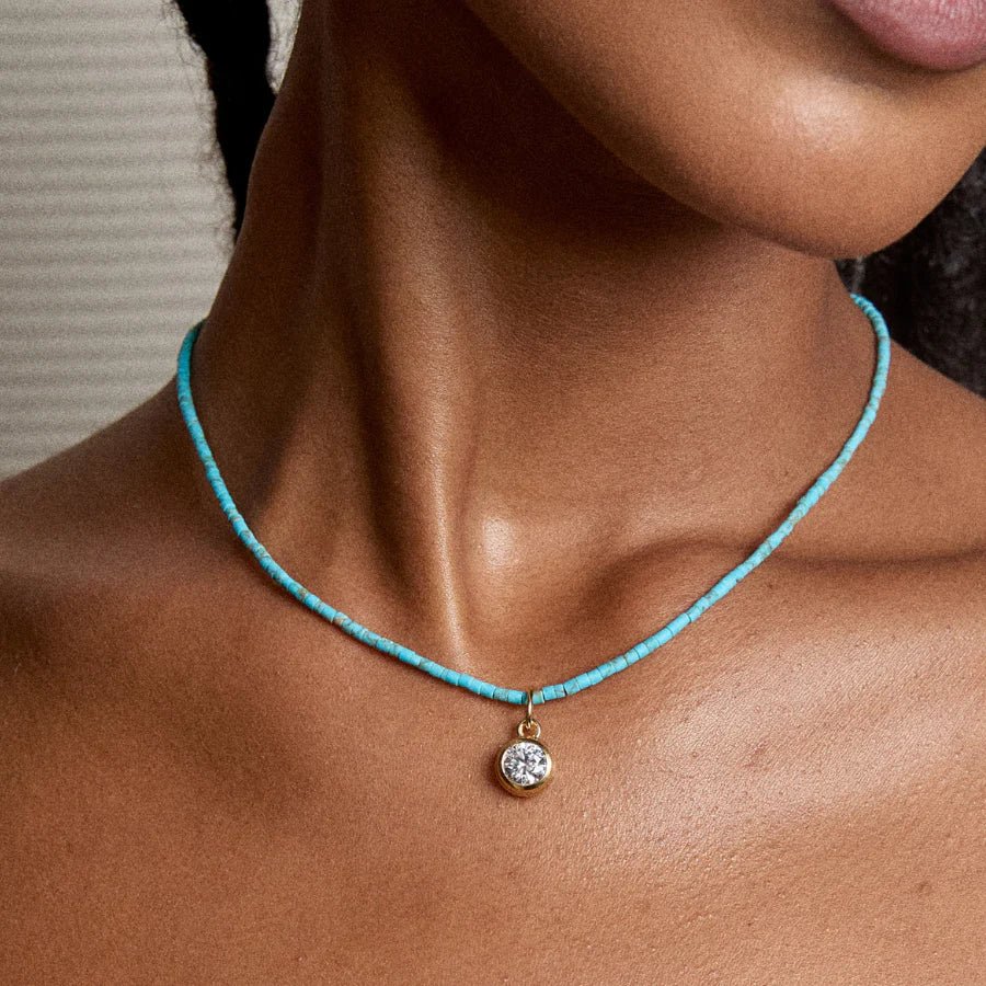 Teeny Turquoise Gemstone Necklace - obligato