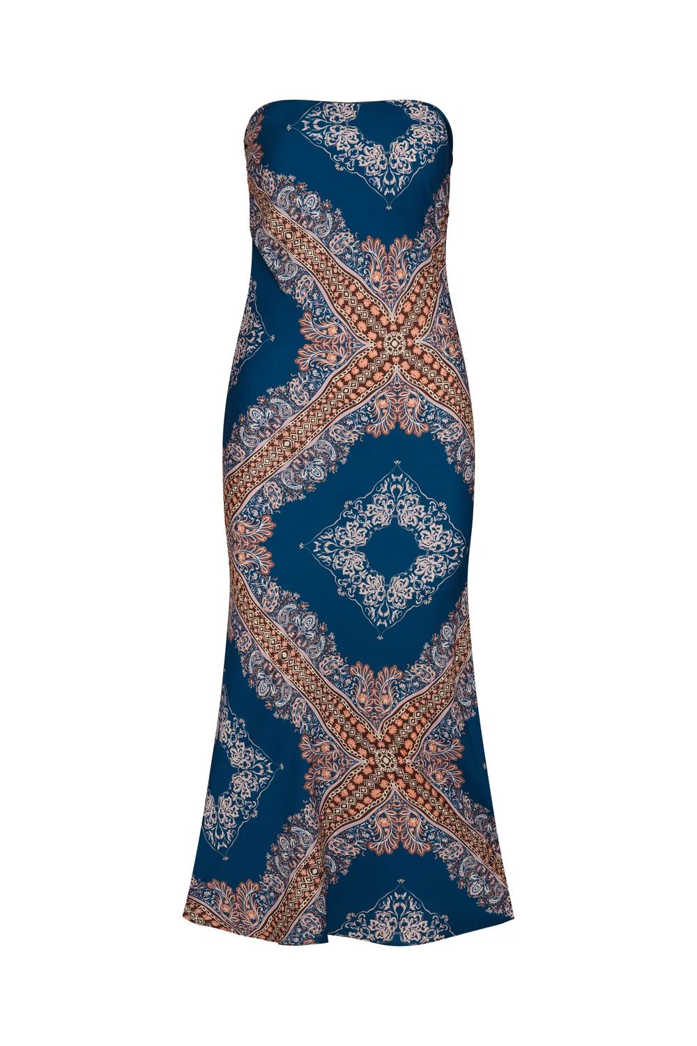 Thara Dress in Sapphire Tapis Satin - obligato