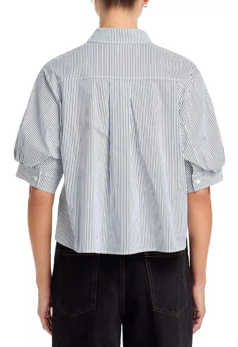 The Billow Sleeve Shirt in Navy Stripe - obligato
