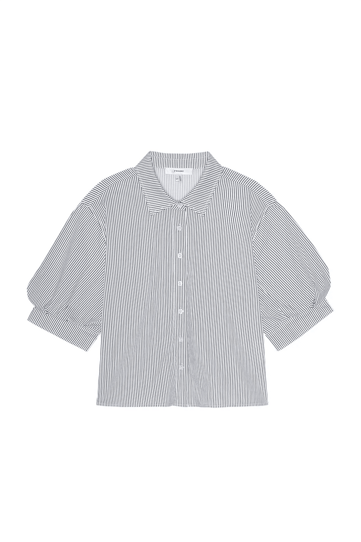 The Billow Sleeve Shirt in Navy Stripe - obligato