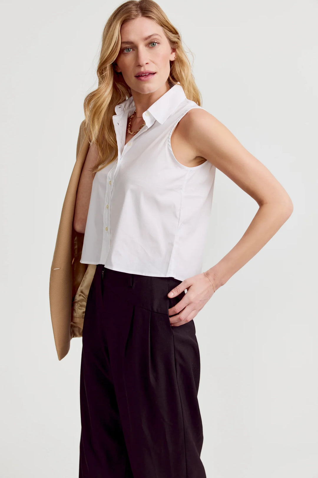 The Boxy Sleeveless Top in White