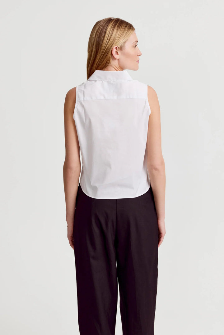 The Boxy Sleeveless Top in White - obligato