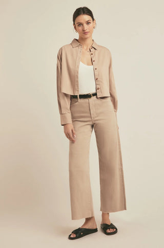 The Cropped Ex Boyfriend Shirt in Warm Sand - obligato