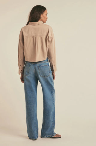 The Cropped Ex Boyfriend Shirt in Warm Sand - obligato