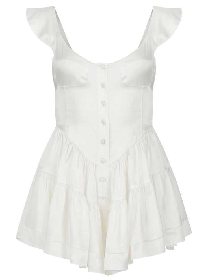 The Elisabeth Romper Dress in White XS - obligato