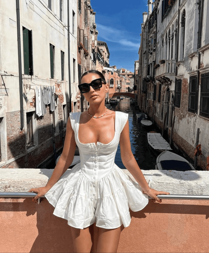 The Elisabeth Romper Dress in White XXS - obligato