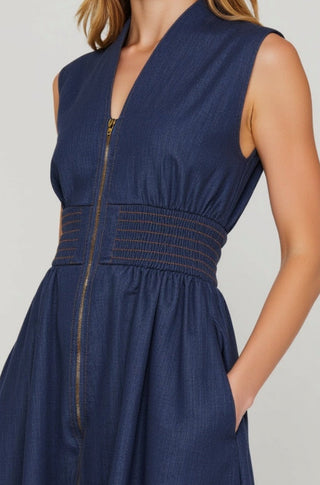 The Ellie V Neck Zip Up Dress - obligato