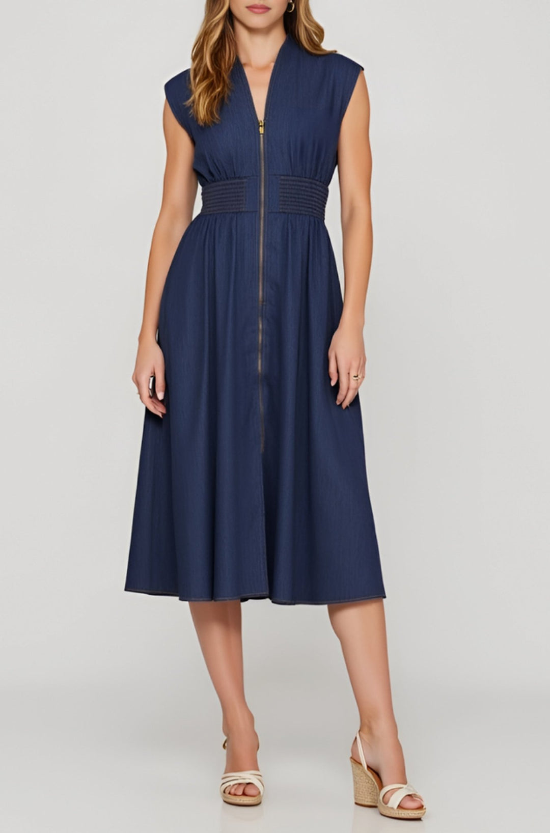 The Ellie V Neck Zip Up Dress - obligato