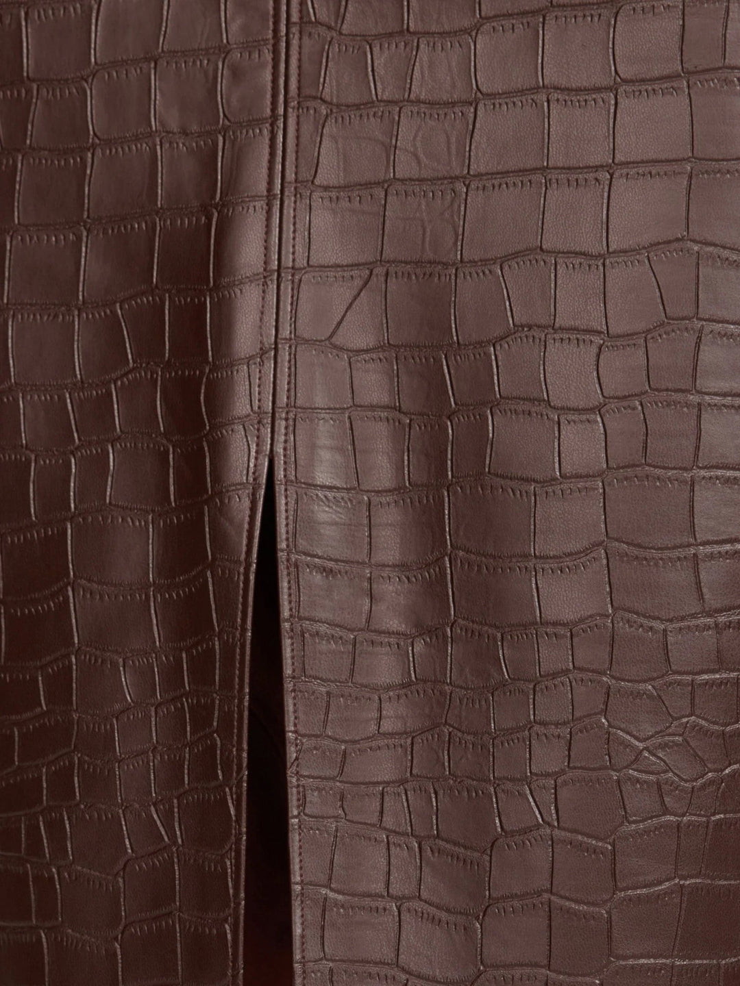 The Esme Croco Embossed Skirt in Carob - obligato