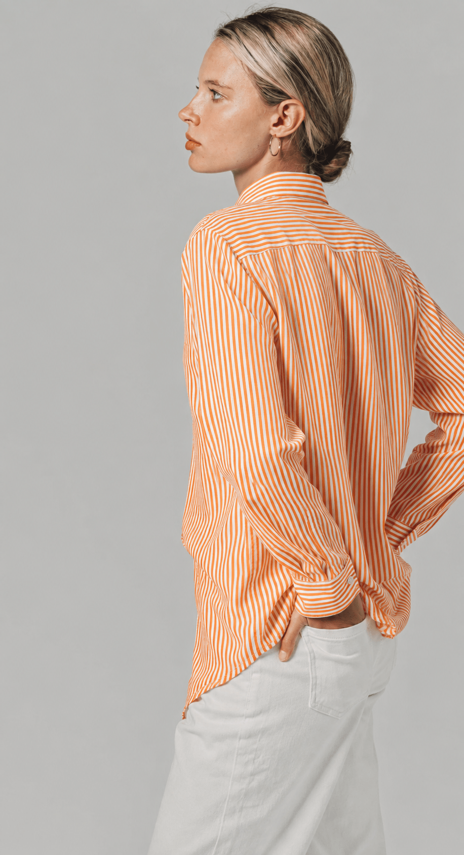 The Gameday Boyfriend Shirt in Orange Stripe - obligato