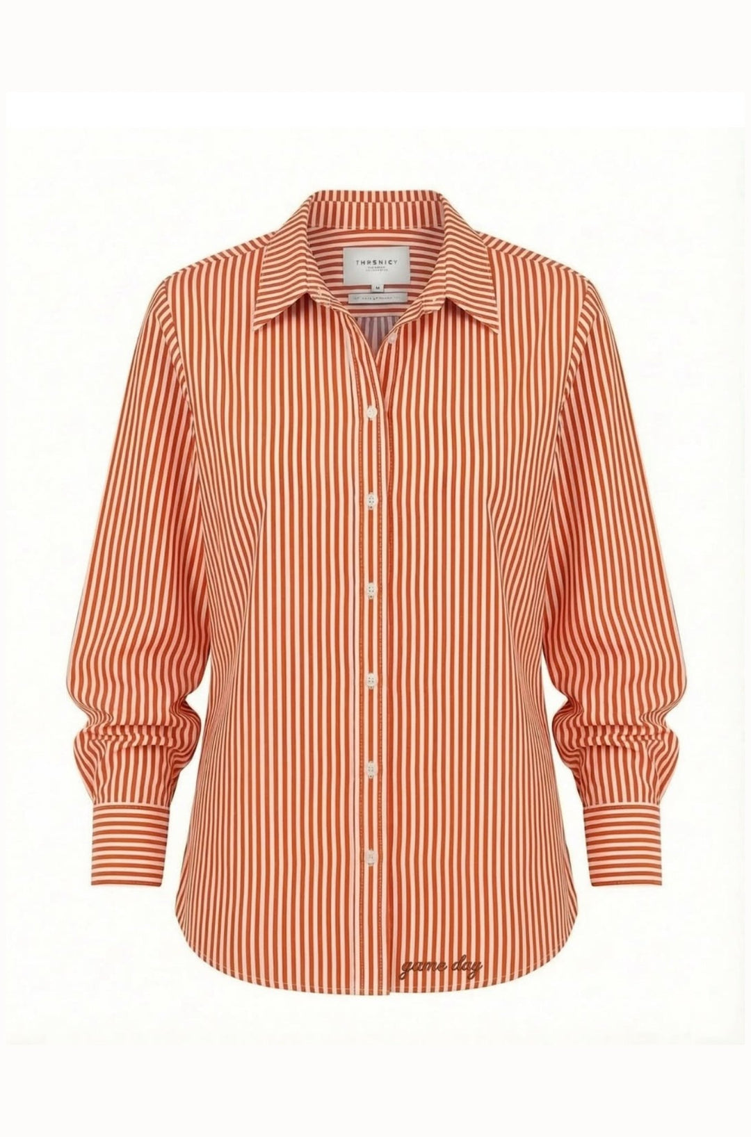 The Gameday Boyfriend Shirt in Orange Stripe - obligato