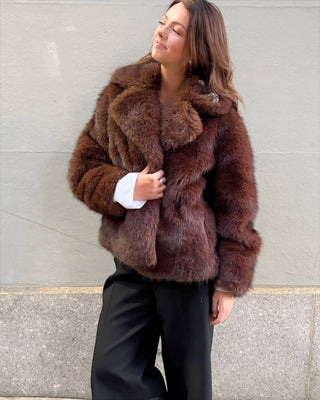 The Kovack Faux Fur Jacket: Chocolate / S - obligato