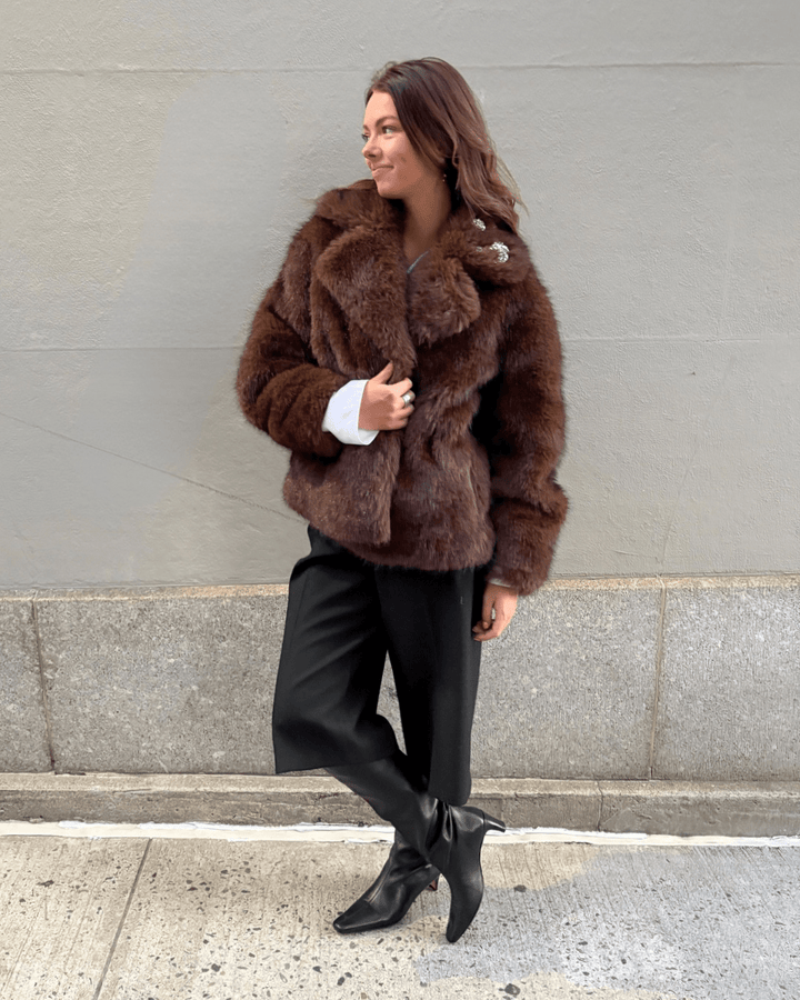 The Kovack Faux Fur Jacket: Chocolate / S - obligato