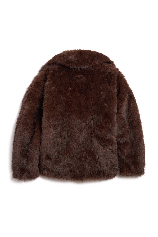 The Kovack Faux Fur Jacket: Chocolate / XS - obligato