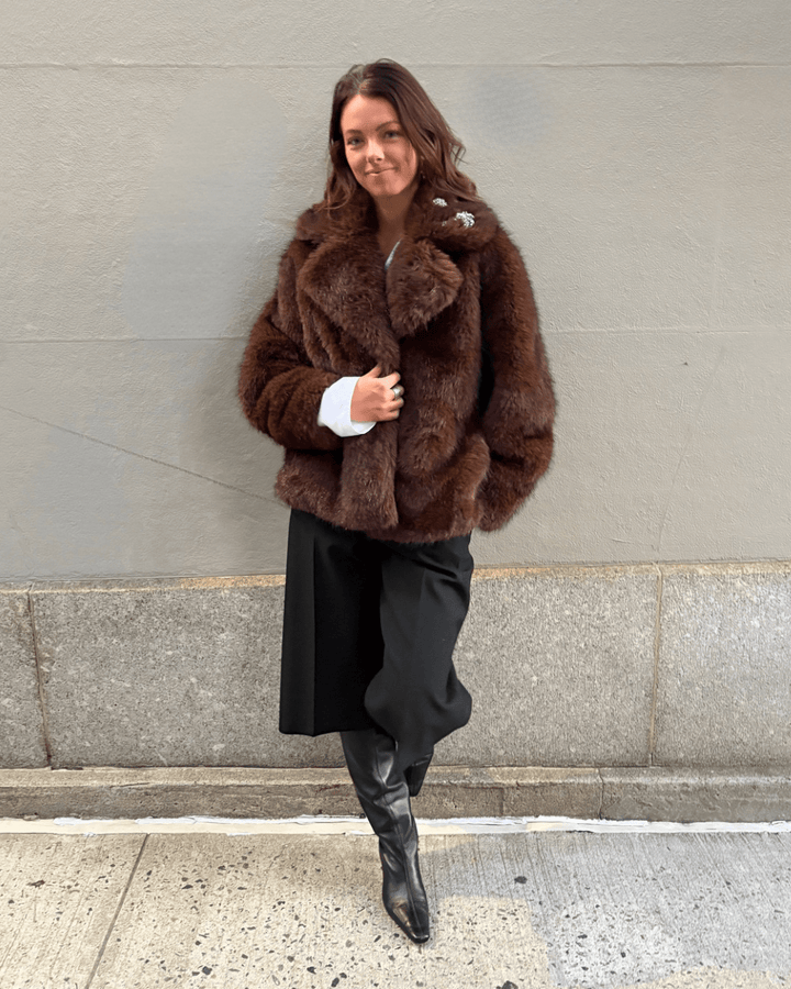 The Kovack Faux Fur Jacket: Chocolate / XS - obligato