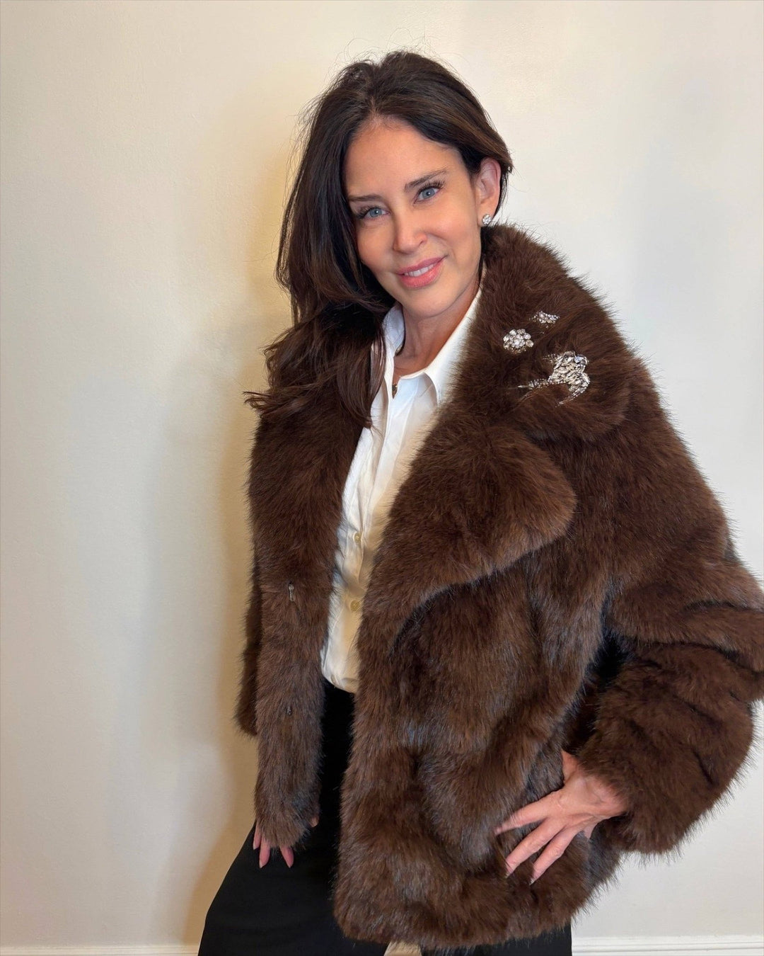 The Kovack Faux Fur Jacket: Chocolate / XS - obligato