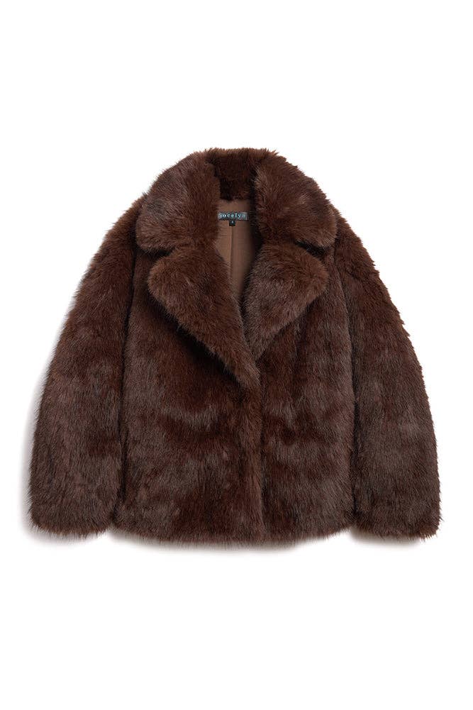 The Kovack Faux Fur Jacket: Chocolate / XS - obligato