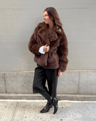 The Kovack Faux Fur Jacket: Chocolate / XS - obligato