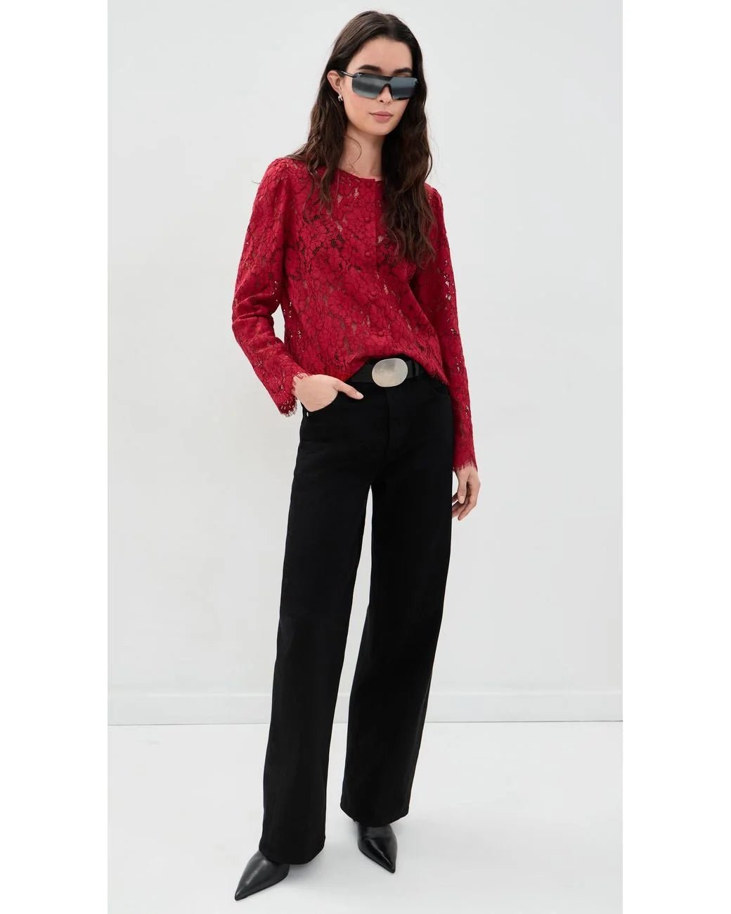 The Lace Blouse in Deep Ruby - obligato