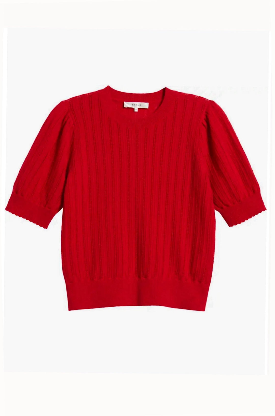 The Ladder Cashmere Pointelle Sweater in Bright Raspberry - obligato