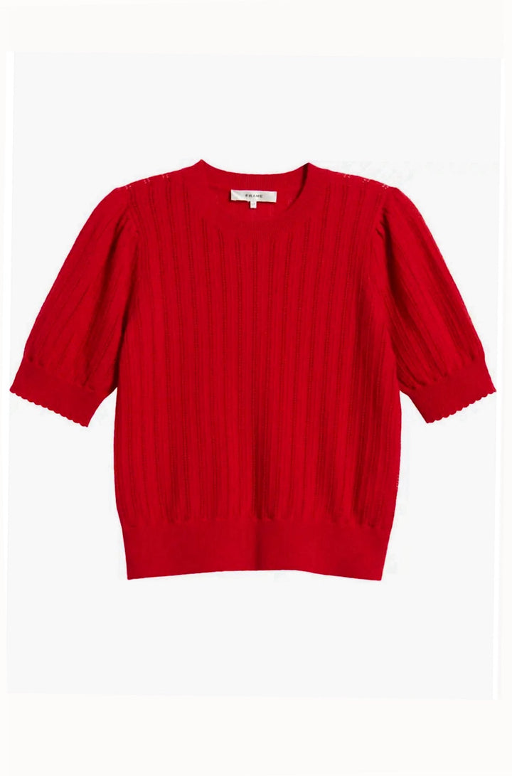 The Ladder Cashmere Pointelle Sweater in Bright Raspberry - obligato